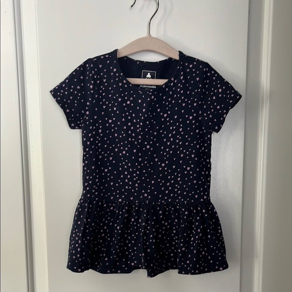 Gap Kids navy with purple hearts peplum tee